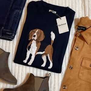 NWT Barbour |  Navy Sweater with Dog 🐶